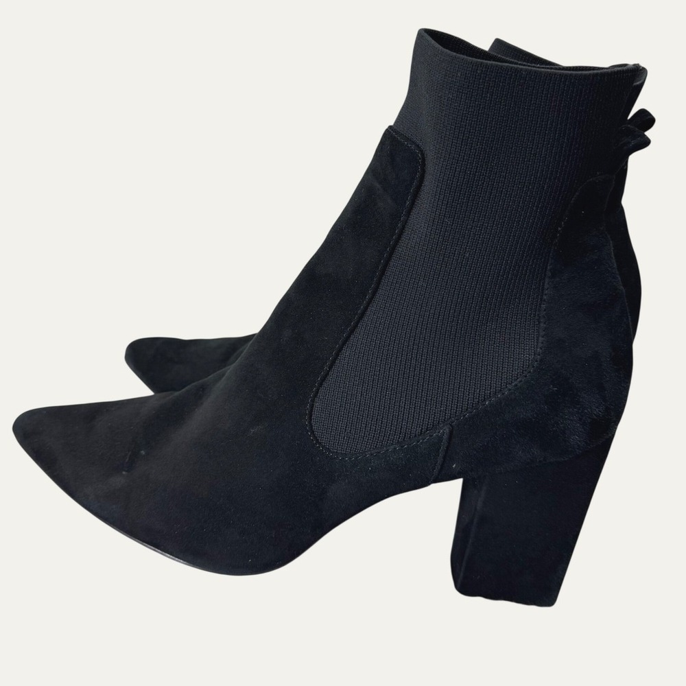 Steve Madden Richter Booties Women 11 Black Suede Block Heel Pointed Toe Chic